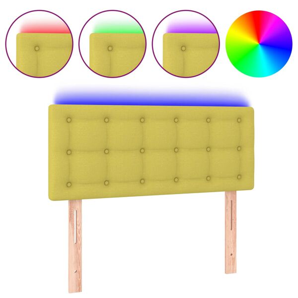 vidaXL T&ecirc;te de lit &agrave; LED Vert 90x5x78/88 cm Tissu