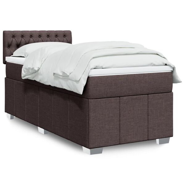 vidaXL Sommier &agrave; lattes de lit avec matelas Marron fonc&eacute; 90x190 cm