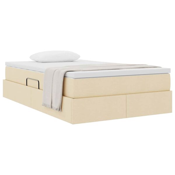 vidaXL Lit avec rangement et matelas Crème 120 x 200 cm Polyester