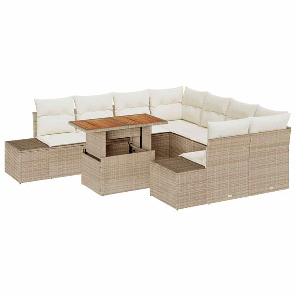 vidaXL Ensemble de salle &agrave; manger pour jardin 9 pcs Beige et cr&egrave;me
