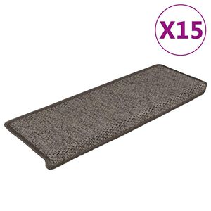 vidaXL Tapis d'escalier autocollants 15 pcs 65x21x4 cm Gris et beige