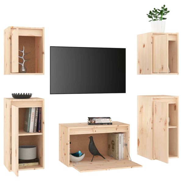 vidaXL Meubles TV 5 pcs Bois massif de pin