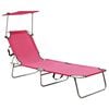 vidaXL Chaise longue pliable avec auvent acier rose magento
