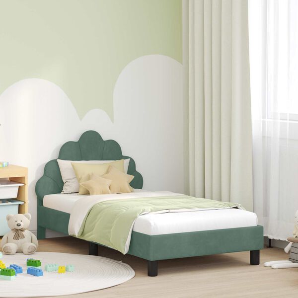 vidaXL Cadre de lit pour enfants avec tête de lit Vert Mer 80 x 160 cm