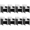 vidaXL Ensemble à manger d'extérieur 9pcs coussins Résine tressée Noir