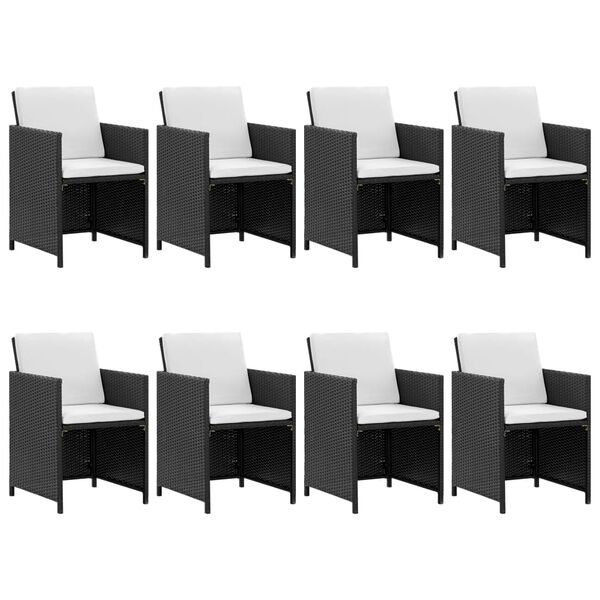 vidaXL Ensemble à manger d'extérieur 9pcs coussins Résine tressée Noir