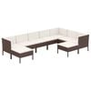vidaXL Salon de jardin 9 pcs avec coussins r&eacute;sine tress&eacute;e marron