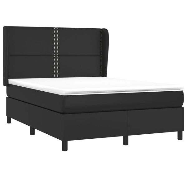 vidaXL Sommier &agrave; lattes de lit avec matelas Noir 140x200 cm Similicuir