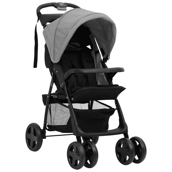 vidaXL Poussette pour b&eacute;b&eacute; 2-en-1 Gris clair et noir Acier