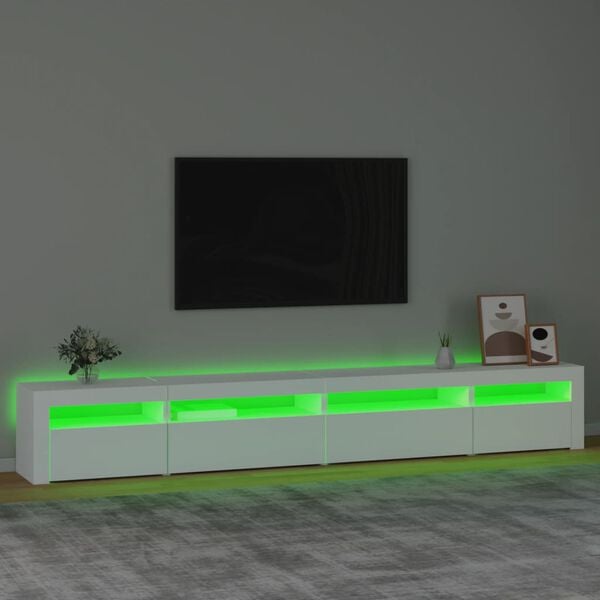 vidaXL Meuble TV avec lumières LED Blanc 270x35x40 cm