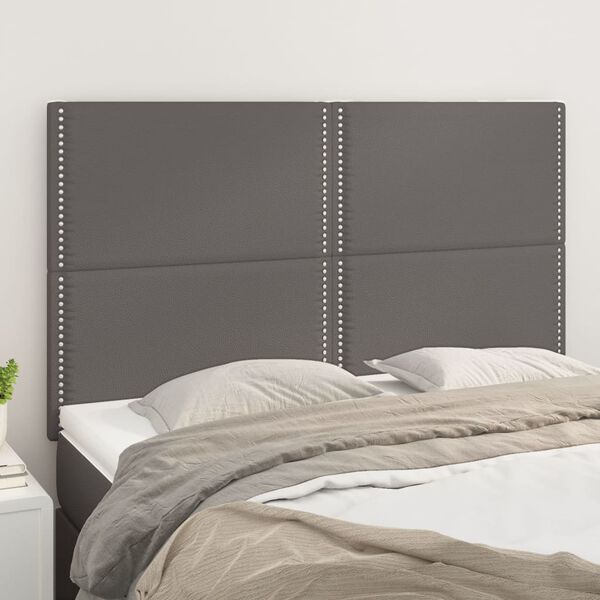 vidaXL T&ecirc;te de lit Gris 144x5x118/128 cm Similicuir