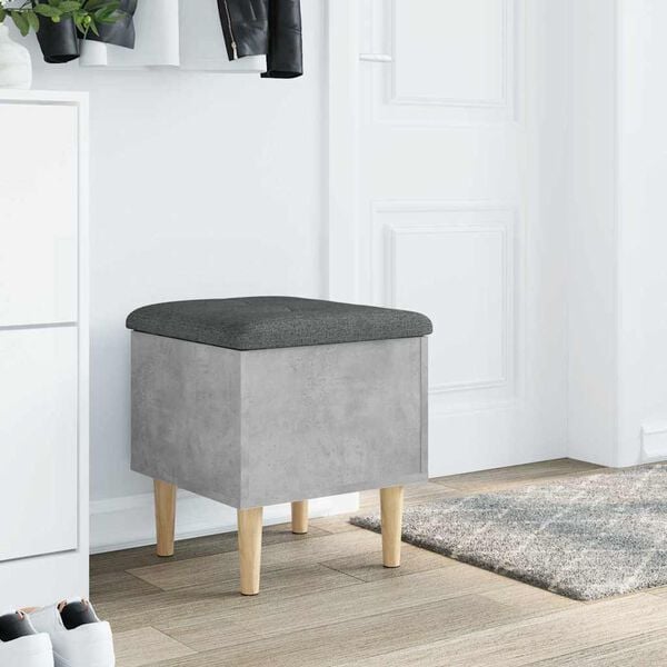 vidaXL Banc de rangement gris b&eacute;ton 42x42x46 cm bois d'ing&eacute;nierie