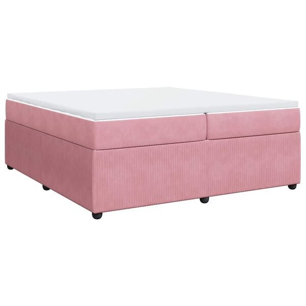 vidaXL Sommier &agrave; lattes de lit avec matelas Rose 200x200 cm Velours