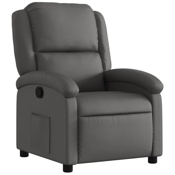 vidaXL Fauteuil inclinable gris cuir v&eacute;ritable
