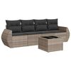 vidaXL Salon de jardin 5 pcs avec coussins gris clair r&eacute;sine tress&eacute;e