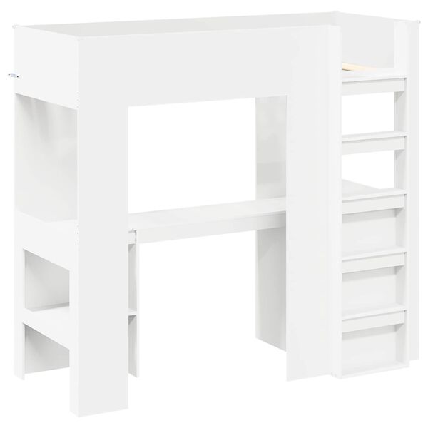 vidaXL Cadre de lit superpos&eacute; avec bureau Blanc 75 x 190 cm