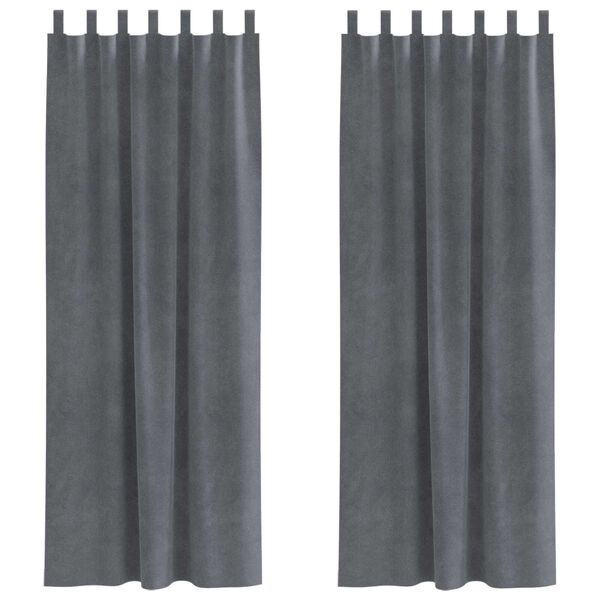 vidaXL Rideaux occultants 2 pcs Gris clair 140 x 245 cm Velours