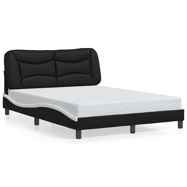 vidaXL Cadre de lit sans matelas Hvar noir et blanc 140x190 cm similicuir