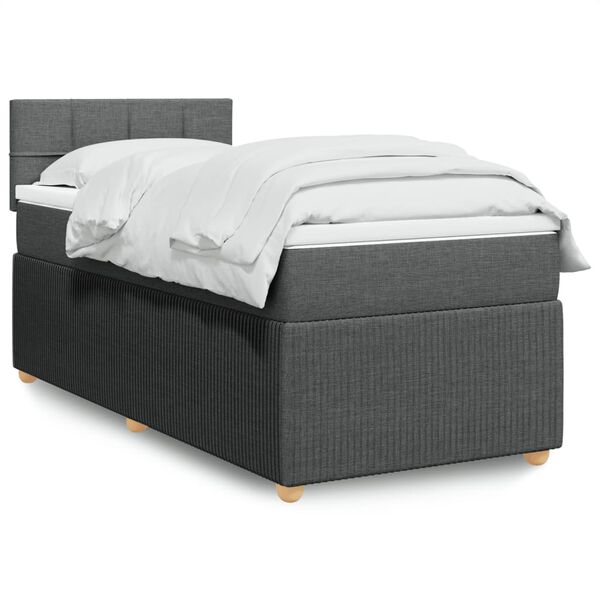 vidaXL Sommier &agrave; lattes de lit avec matelas Gris fonc&eacute; 80x200 cm Tissu