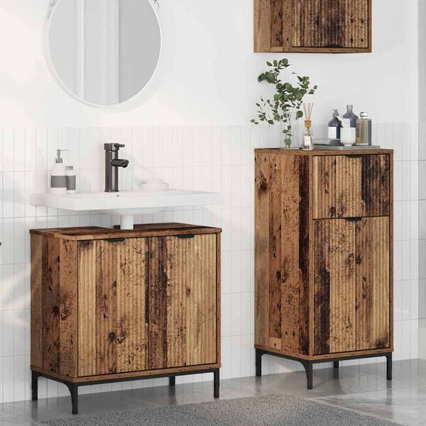 vidaXL Ensemble de mobilier de salle de bain 2 pcs Bois Ancien