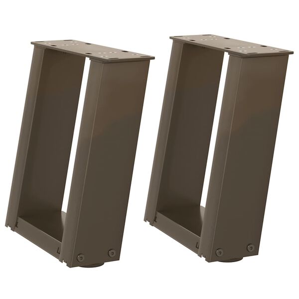 vidaXL Pieds de table basse en U 2 pi&egrave;ces Acier naturel 30 x (30-31) cm Acier
