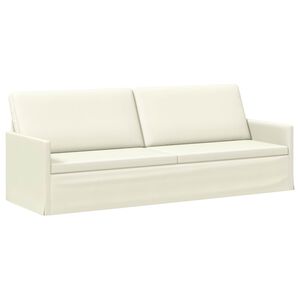 vidaXL Canap&eacute; 3 places Cr&egrave;me 220 x 81 x 82 cm Tissu en velours c&ocirc;tel&eacute;