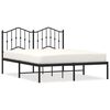 vidaXL Cadre de lit m&eacute;tal sans matelas avec t&ecirc;te de lit noir 135x190cm