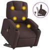vidaXL Fauteuil inclinable de massage Marron fonc&eacute; Tissu