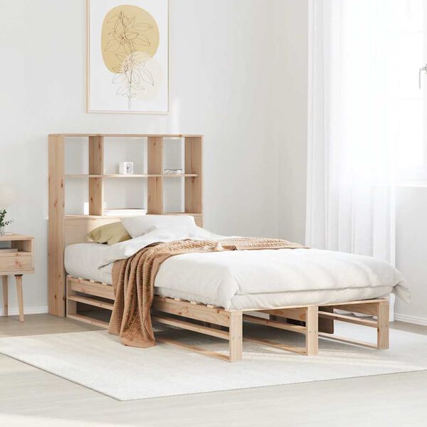 vidaXL Lit biblioth&egrave;que sans matelas 90x190 cm bois massif