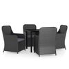 vidaXL Ensemble &agrave; manger de jardin avec coussins 5 pcs Noir
