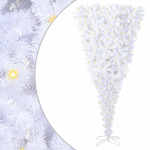 vidaXL Sapin de No&euml;l artificiel avec 300 LED Blanc 210 cm PVC et Acier