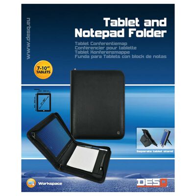 DESQ Dossier de conférence A5 avec bloc-notes et porte-tablette Noir