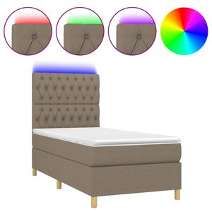 vidaXL Sommier &agrave; lattes de lit et matelas et LED Taupe 80x200cm Tissu