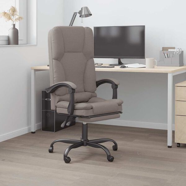 vidaXL Fauteuil de massage inclinable de bureau Taupe Tissu
