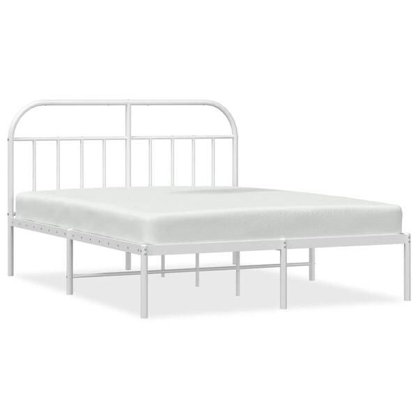 vidaXL Cadre de lit m&eacute;tal sans matelas et t&ecirc;te de lit blanc 180x200 cm