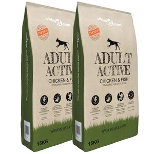 vidaXL Nourriture pour chiens Adult Active Chicken & Fish 2 pcs 30 kg