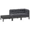 vidaXL Salon de jardin 3 pcs avec coussins Gris Bois de pin massif