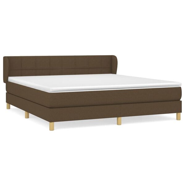 vidaXL Sommier &agrave; lattes de lit avec matelas Marron fonc&eacute; 180x200 cm