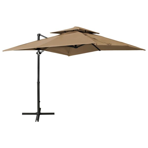 vidaXL Parasol de jardin en porte-à-faux à double toit 250x250cm taupe