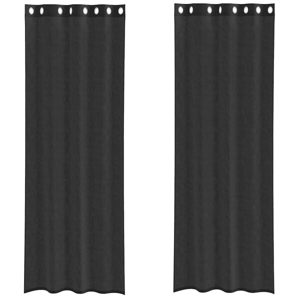 vidaXL Rideaux en voile avec œillets 2 pcs noir 140x300 cm