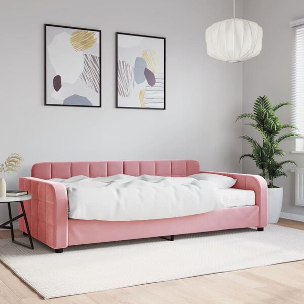 vidaXL Lit de jour avec matelas rose 100x200 cm velours