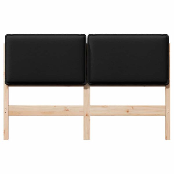 vidaXL T&ecirc;te de lit capitonn&eacute;e Naturel et Noir 135 cm Pin massif