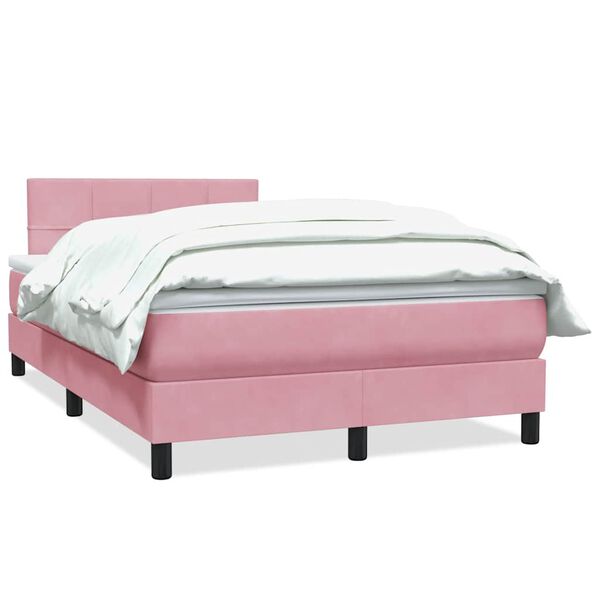 vidaXL Sommier &agrave; lattes de lit avec matelas rose 120x220 cm velours