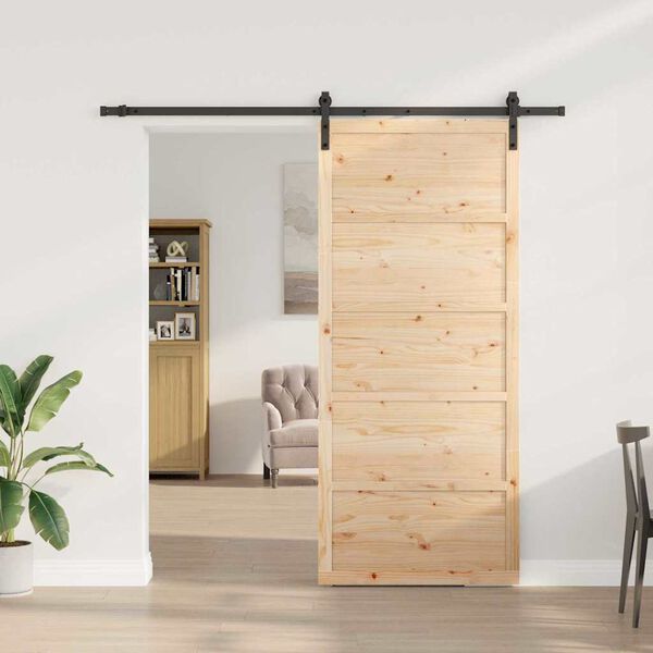 vidaXL Porte coulissante Marron 100 x 208 cm Bois de pin massif