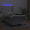 vidaXL Sommier à lattes de lit matelas LED Blanc 90x190cm Similicuir