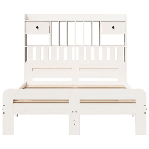 vidaXL Lit bibliothèque sans matelas blanc 135x190 cm bois pin massif