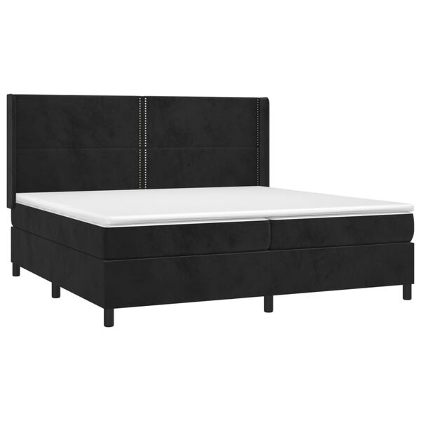 vidaXL Sommier &agrave; lattes de lit matelas et LED Noir 200x200 cm Velours