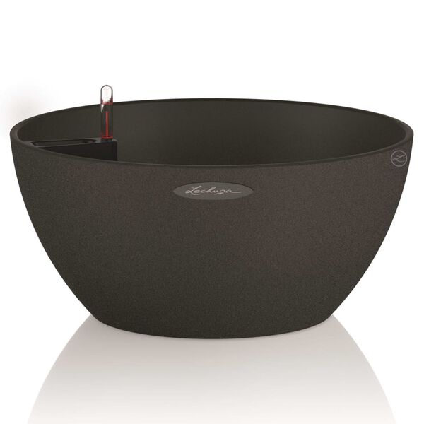 LECHUZA Jardini&egrave;re CUBETO Stone 30 ALL-IN-ONE noir graphite 13832