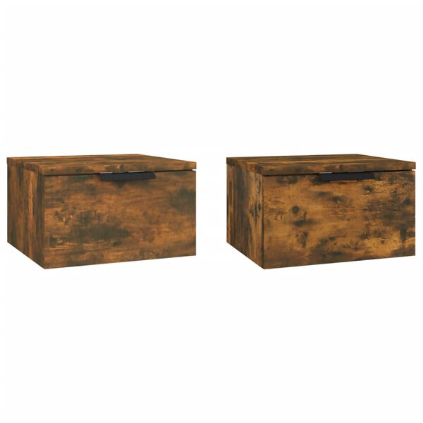 vidaXL Tables de chevet murales 2 pcs Chêne fumé 34x30x20 cm