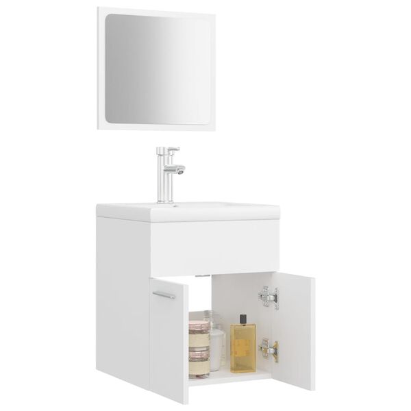 vidaXL Ensemble de meubles de salle de bain Blanc Agglom&eacute;r&eacute;